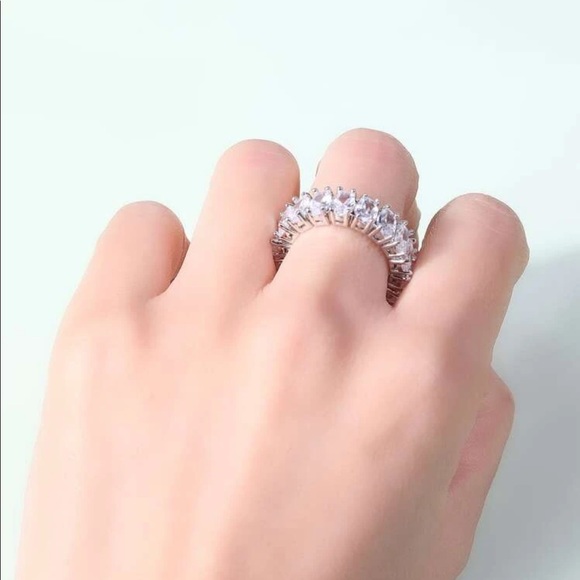 Men’s Zircon Bling Silver cuff ring - Picture 9 of 11